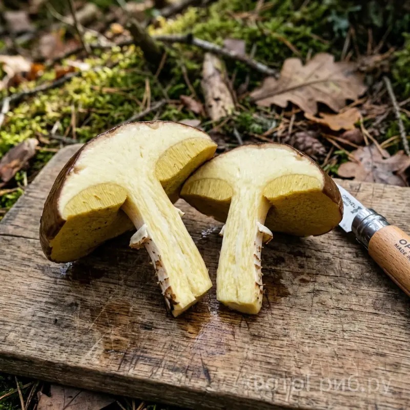 Масленок обыкновенный в разрезе